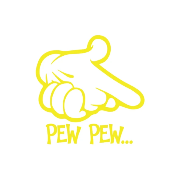 Pew Pew Araba Stickeri 17x17 Cm Sarı ürün görseli 1