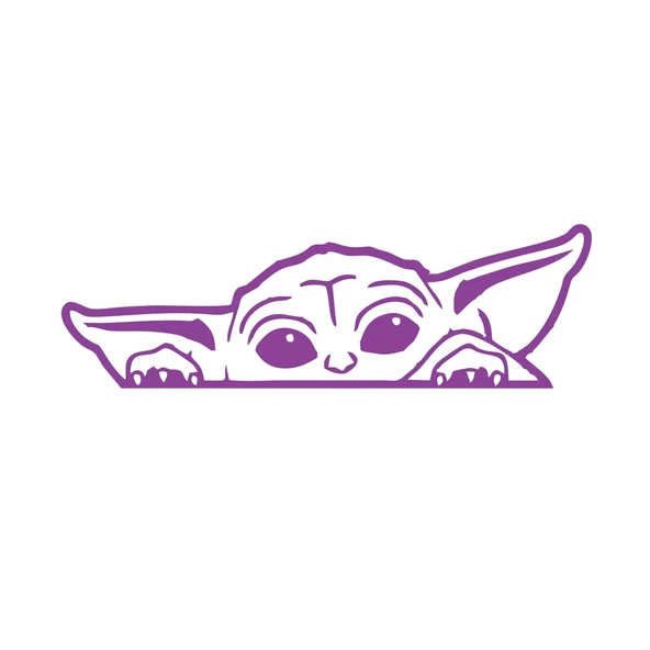 Baby Yoda Araba Stickeri 17x17 Cm Mor ürün görseli 1