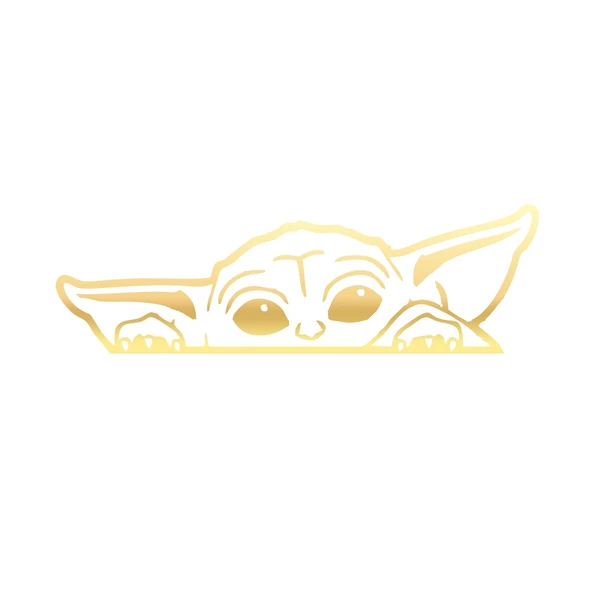 Baby Yoda Araba Stickeri 17x17 Cm Gold ürün görseli 1