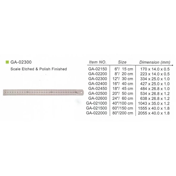 Golden Way Çelik Cetvel GA-2300 30cm ürün görseli 1