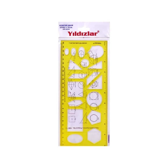Yıldızlar Geometrik Şablon Cetvel 25 cm ürün görseli 1