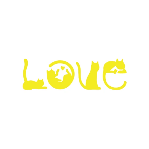 Kediler Love Araba Sticker 17x17 Cm Sarı ürün görseli 1