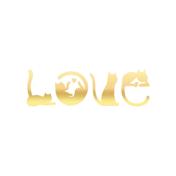 Kediler Love Araba Sticker 17x17 Cm Gold ürün görseli 1