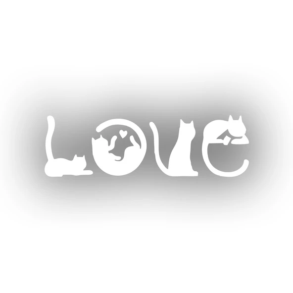 Kediler Love Araba Sticker 17x17 Cm Beyaz ürün görseli 1