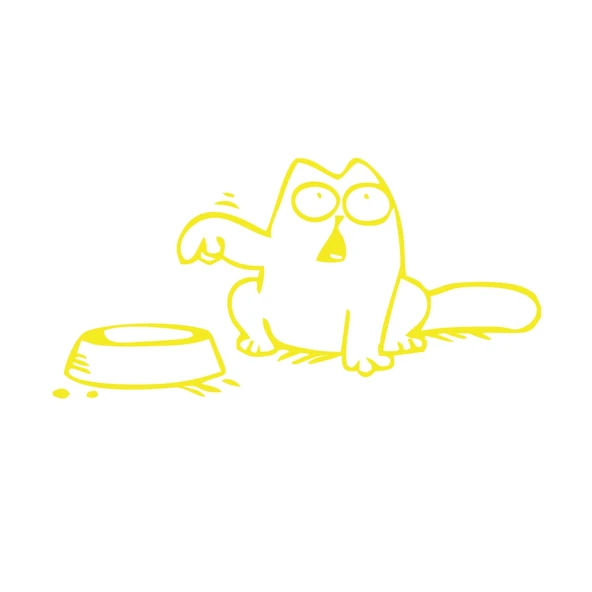 Beslenmeyi Bekleyen Kedi Araba Sticker 17x17 Cm Sarı ürün görseli 1
