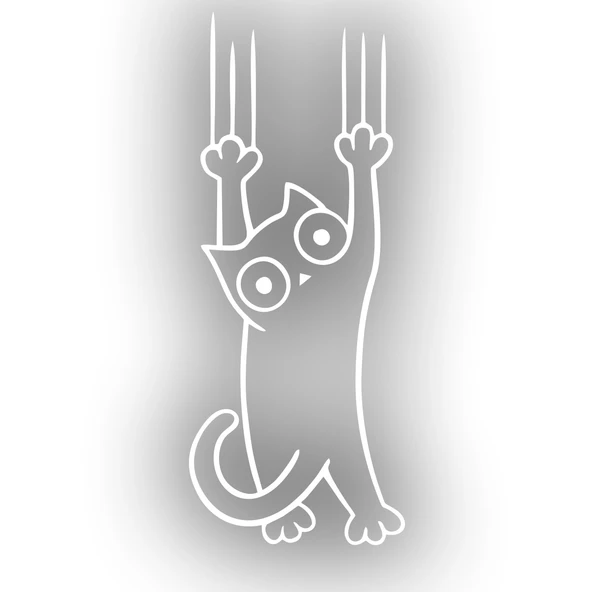 Tutunmaya Çalışan Kedi Araba Sticker 17x17 Cm Beyaz ürün görseli 1