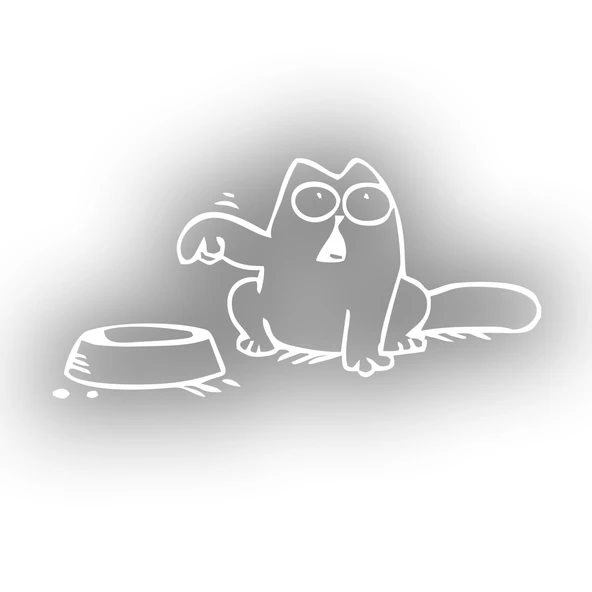 Beslenmeyi Bekleyen Kedi Araba Sticker 17x17 Cm Beyaz ürün görseli 1