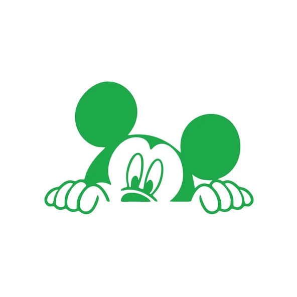 Mickey Mouse Araba Sticker  17x17 Cm Yeşil ürün görseli 1