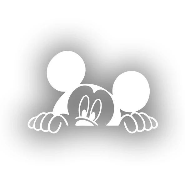 Mickey Mouse Araba Sticker  17x17 Cm Beyaz ürün görseli 1