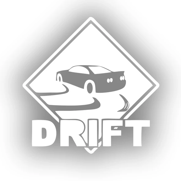 Drift Araba Sticker 17x17 Cm Beyaz ürün görseli 1