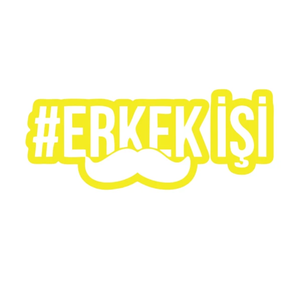 Erkek İşi Araba Sticker 17x17 Cm Sarı ürün görseli 1