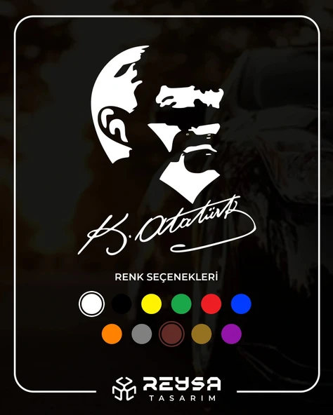 Atatürk Silüet ve İmza Sticker 17x17 Cm Beyaz ürün görseli 1