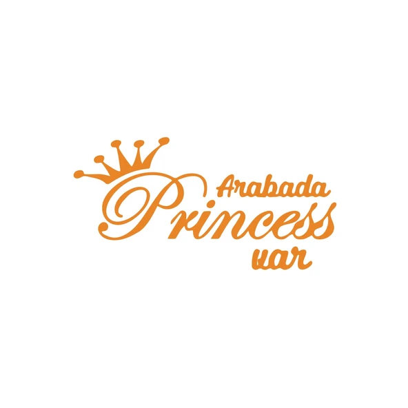 Arabada Princess Var Araba Sticker 17x17 Cm Turuncu ürün görseli 1