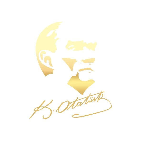 Atatürk Silüet ve İmza Sticker 17x17 Cm Gold ürün görseli 1