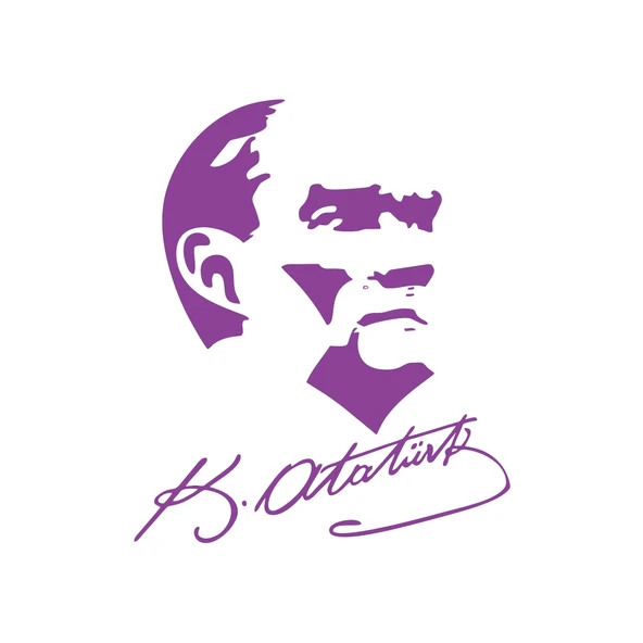 Atatürk Silüet ve İmza Sticker 17x17 Cm Mor ürün görseli 1