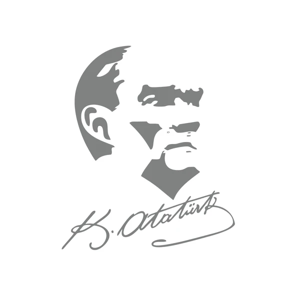 Atatürk Silüet ve İmza Sticker 17x17 Cm Gri ürün görseli 1