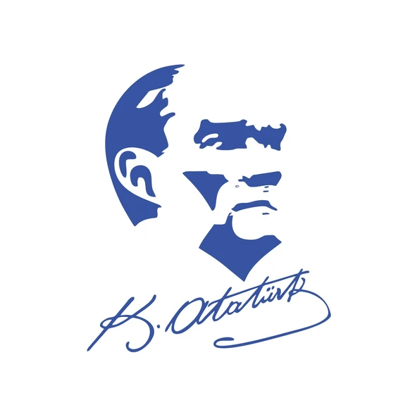 Atatürk Silüet ve İmza Sticker 17x17 Cm Mavi ürün görseli 1