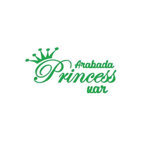 Arabada Princess Var Araba Sticker 17x17 Cm Yeşil ürün görseli 1