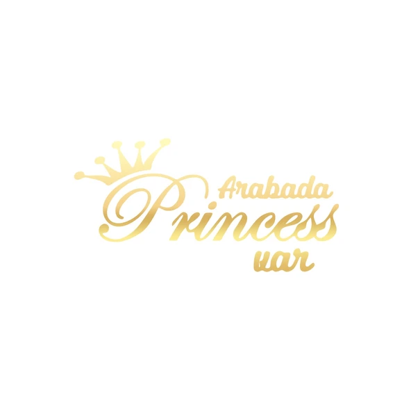 Arabada Princess Var Araba Sticker 17x17 Cm Gold ürün görseli 1