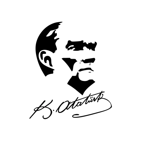 Atatürk Silüet ve İmza Sticker 17x17 Cm Siyah ürün görseli 1