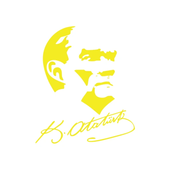 Atatürk Silüet ve İmza Sticker 17x17 Cm Sarı ürün görseli 1