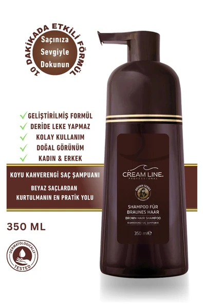 Cream Line Kadın ve Erkeklere Özel Koyu Kestane Saç Şampuanı 350 ml ürün görseli 1