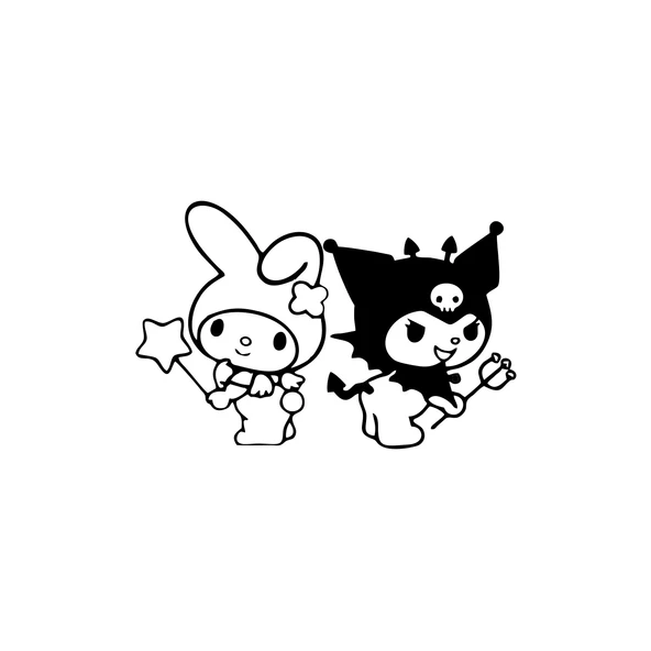 Kuromi&My Melody Araba Sticker 17x17 Cm Siyah ürün görseli 1