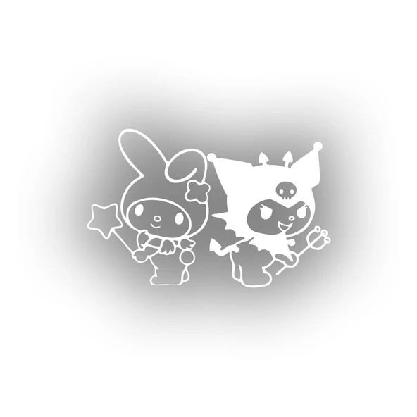 Kuromi&My Melody Araba Sticker 17x17 Cm Beyaz ürün görseli 1