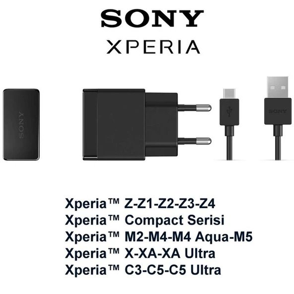 Sony Xperia Şarj Cihazı Aleti ve Kablosu Z Z1 Z2 Z3 Z4 Z5 M5 E5 XA ürün görseli 1