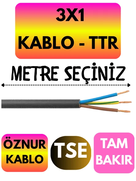 Öznur 3X1 TTR Kablo (Siyah) Metre Seçenekli ürün görseli 1