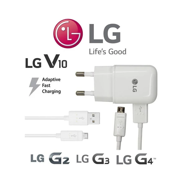 LG V10-G2-G3-G4 Hızlı Şarj Cihazı Aleti ve Kablosu ürün görseli 1