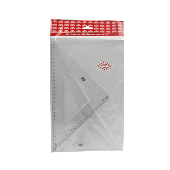 Hatas Öğrenci Gönye Seti 45-60 Derece Plastik 32 CM 0808-10 LU PAKET-10-LI-PKT ürün görseli 1