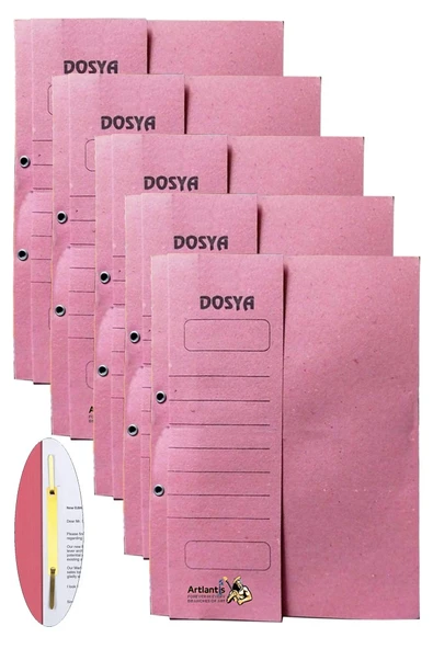 Yarım Kapak Telli Dosya Pembe Karton 5 Adet Karton Yarım Kapaklı Kapsüllü Dosya A4 Boy 24x32 cm Klasör İçin Büro Ofis ürün görseli 1
