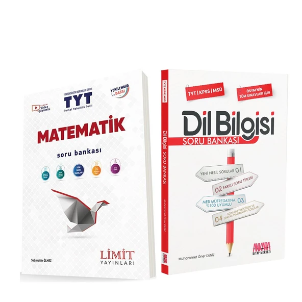 Limit Yayınları TYT Matematik ve AKM Dil Bilgisi Soru Bankası Seti 2 Kitap ürün görseli 1