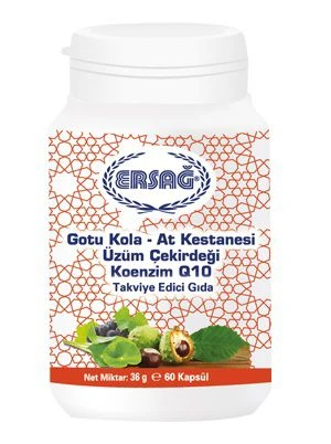 ERSAĞ GOTU KOLA, AT KESTANESİ, ÜZÜM ÇEKİRDEĞİ, KOENZİM Q10 ürün görseli 1