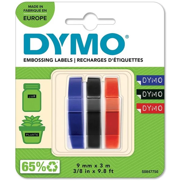 Dymo Kabartma Şerit 9mmx3mt 3 Lü Bls K/S/M S0847750 ürün görseli 1