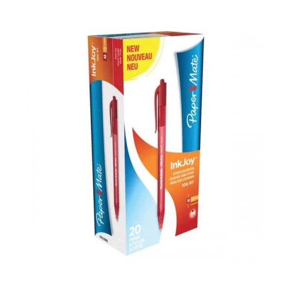 Paper Mate Tükenmez Kalem Inkjoy 100 RT 1.0 MM Kırmızı Basmalı(20 li) ürün görseli 1