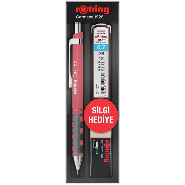 Rotring Okul Seti Tikky Min Silgi 3 LÜ 0.7 MM Gül Kuru RO-KK07-07-GUL ürün görseli 1