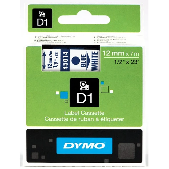 Dymo D1 Şerit Standart 12 MMx7 MT Beyaz Üzerine Mavi 45014 S0720540 ürün görseli 1
