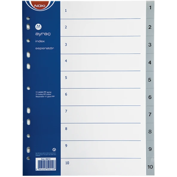 Noki Seperatör 1-10 Rakamlı Plastik A4 59210 ürün görseli 1