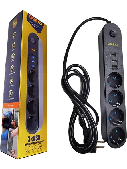 Termal Akım Korumalı GB-103 Uzatma Kablosu MG-101 10A-2500W ürün görseli 1