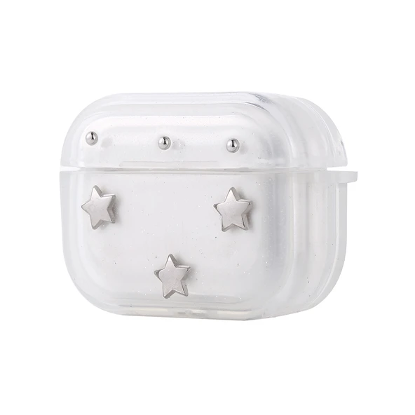 Airpods Pro 2 Airbag 44 Airbag Tasarımlı Simli Şeffaf Kutup Kılıf ürün görseli 1