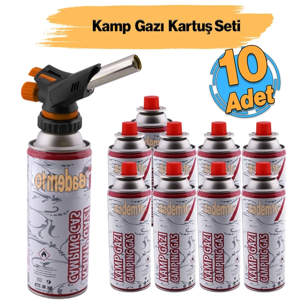 Çakmaklı Pürmüz Yedek Kartuşu Kamp Gazı 227 Gram Piknik Kamp Mangal Mutfak Ateş Tutuşturucu 10 Set ürün görseli 1