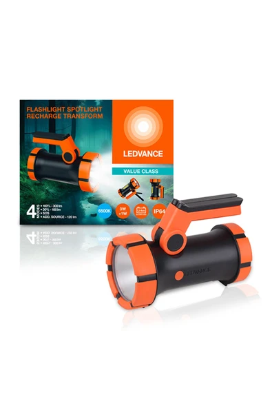 Ledvance Led 5W+3W 6500K 100-120-300lm IP64 4 Farklı Mod Spot Dış Mekan Şarjlı El Feneri ürün görseli 1