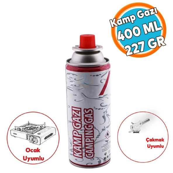 (1 Adet) Kamp Gazı Bütan Propan Tüpü Portatif Ocak Kartuşu Tek kullanımlık Pürmüz 400 ml 227 gr ürün görseli 1