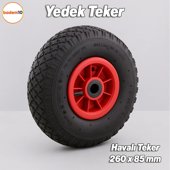 Plastik Jantlı Siboplu 260x85 mm El Arabası Tekeri Burçlu İç Lastikli Şişme Havalı Taşıma Arabaları ürün görseli 1
