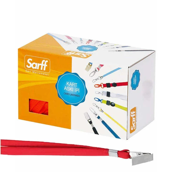 Sarff Kart Askı İpi Metal Klipsli Kırmızı 15311203 (50 li paket) ürün görseli 1