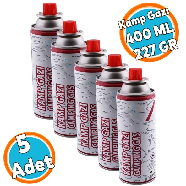 (5 Adet) Kamp Gazı Bütan Propan Tüpü Portatif Ocak Kartuşu Tek kullanımlık Pürmüz 400 ml 227 gr ürün görseli 1