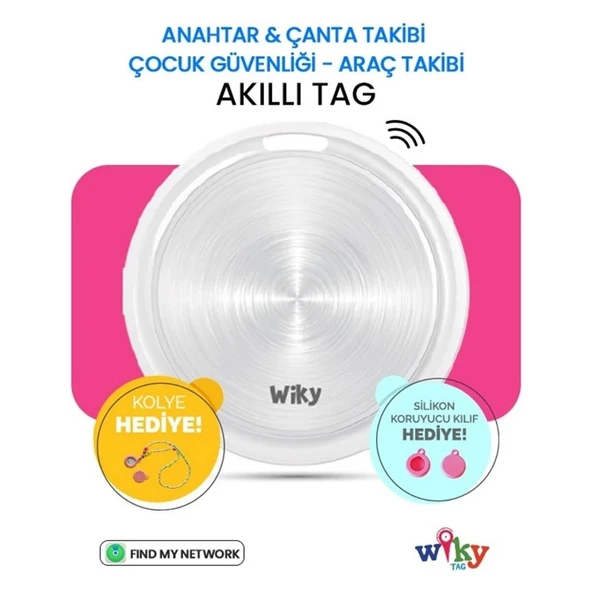 Wiky Tag Çocuk Smart Airtag - Akıllı Konum Takip Cihazı Pembe (APPLE UYUMLU) ürün görseli 1