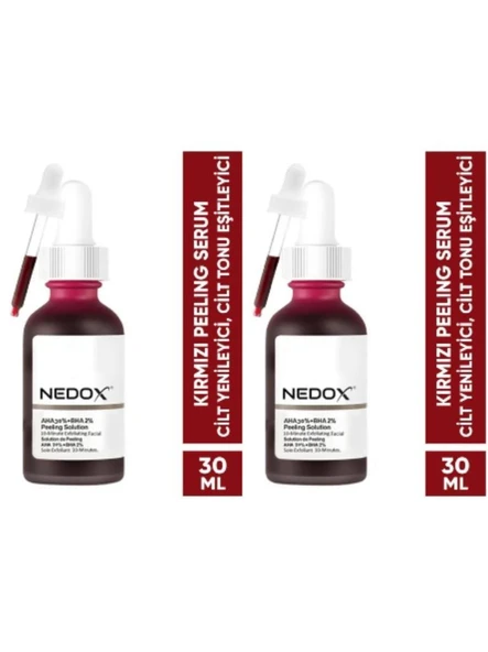 NEDOX 2 Adet Cilt Yenileyici Cilt Tonu Eşitleyici Kırmızı Peeling Serum Aha %30 Bha %2 Ph % 3.5 Serum 30 ml ürün görseli 1